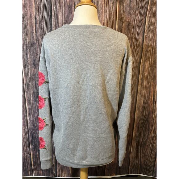 Victoria's Secret Pink Sweatshirt Pullover Graphic Logo Crew Neck XS Roses - Picture 4 of 10